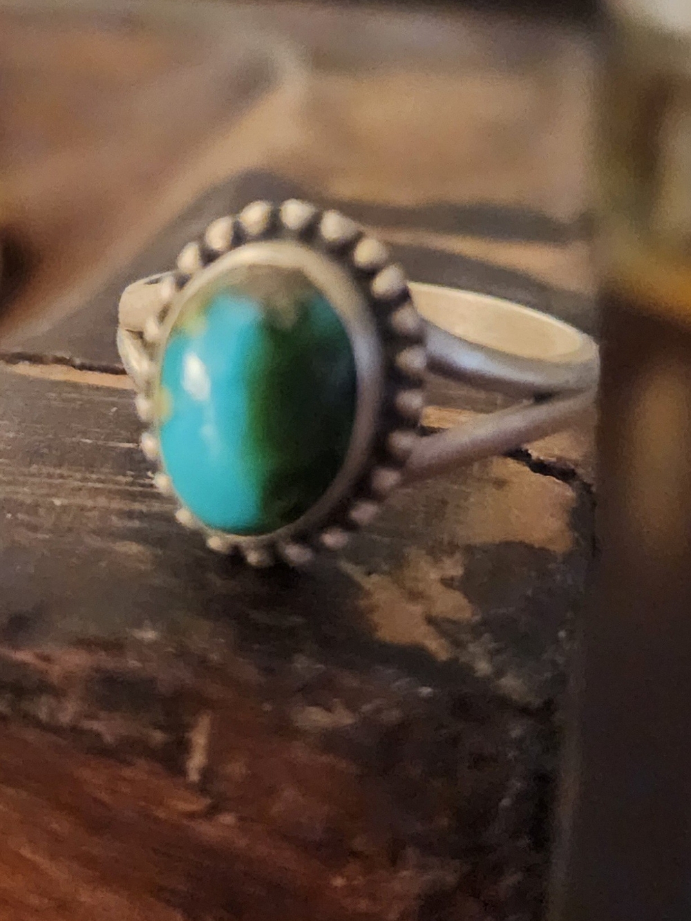 Sterling Silver Senoran Gold Turquoise Oval Ring Size 8